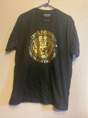 True Religion Men's Buddha Guitar Graphic T Shirt Tee Top XL 100% Cotton LOGO